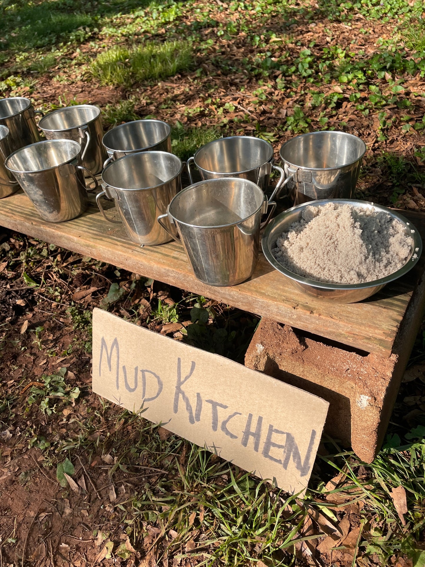 Mud pies are always a favorite for children to create, make, and imagine while making mud pies, mud soup, mud tea, and mud cupcakes. They will use water and dirt to make mud. They will forage for natural materials and ingredients. They'll mix and blend ingredients like little chefs and cooks. 